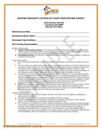 Fill Out Your Roofing Warranty Certificate Form