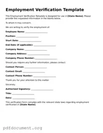 Attorney-Approved Employment Verification Template