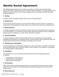 Attorney-Approved Weekly Rental Agreement Template