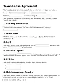 Blank Lease Agreement Form for Texas State