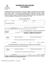 Fill Out Your Texas Odometer Statement Form