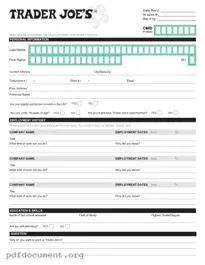 Fill Out Your Trader Joe's application Form