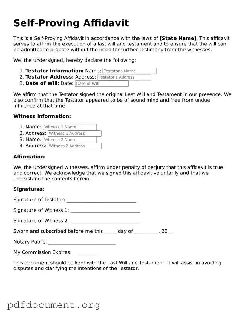 Attorney-Approved Self-Proving Affidavit Template