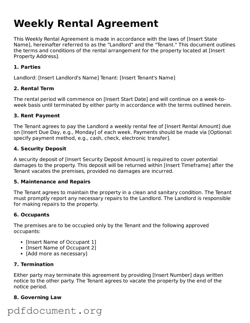 Attorney-Approved Weekly Rental Agreement Template