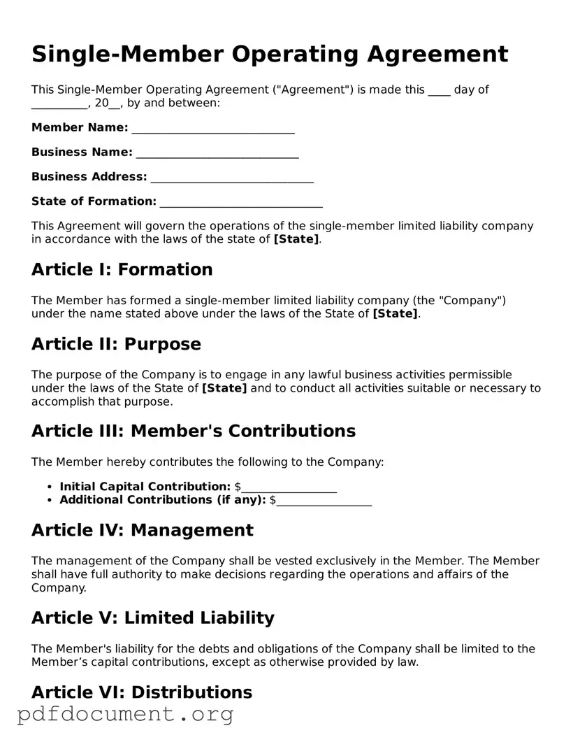 Attorney-Approved Single-Member Operating Agreement Template