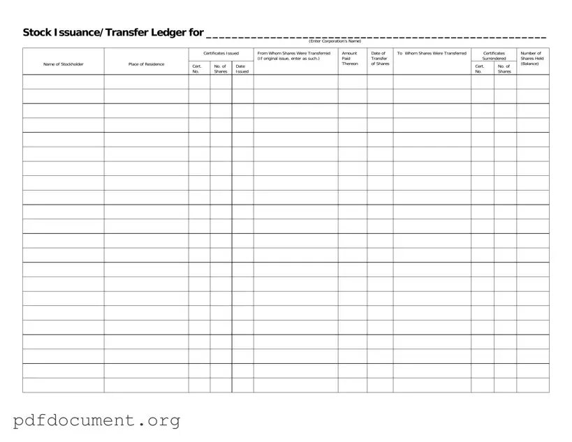 Fill Out Your Stock Transfer Ledger Form
