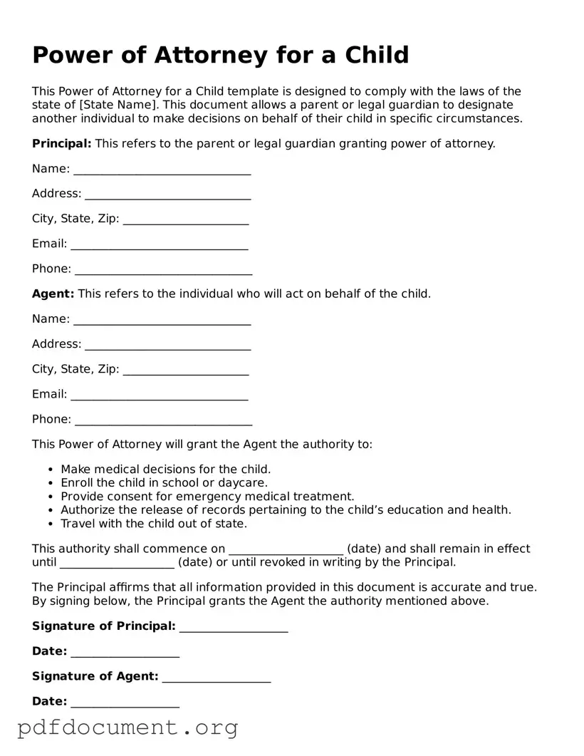 Attorney-Approved Power of Attorney for a Child Template
