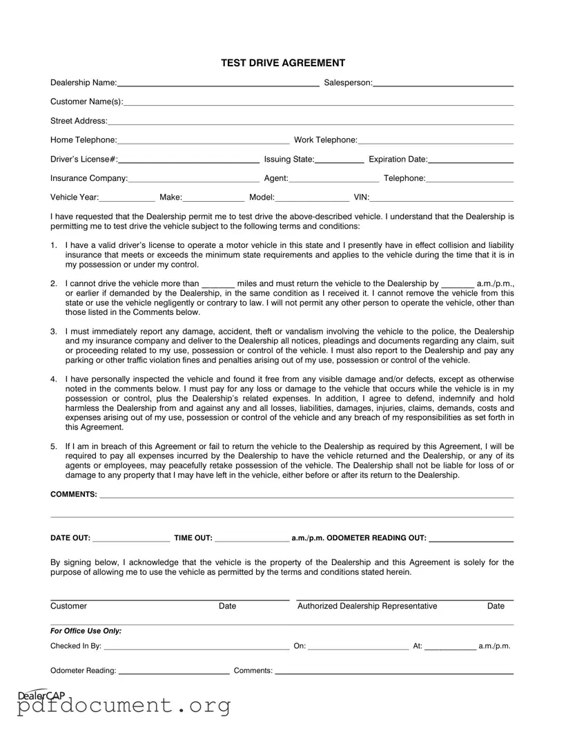 Fill Out Your Test Drive Form