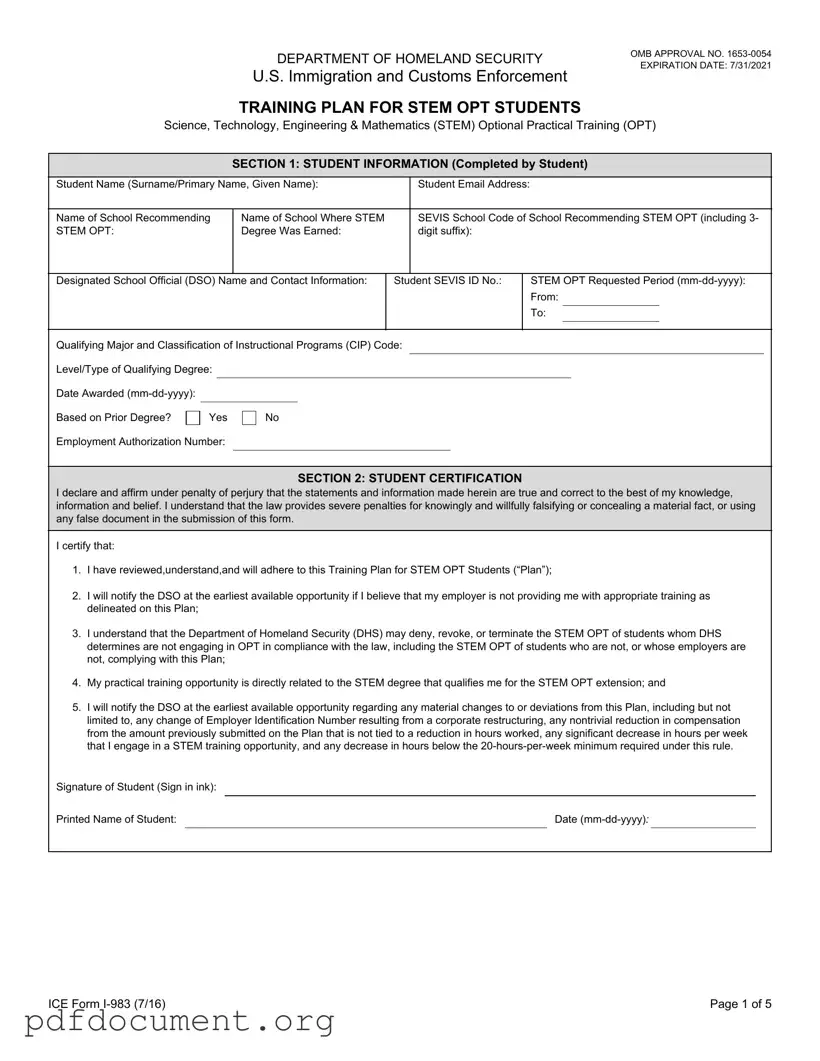 Fill Out Your ICE I-983 Form