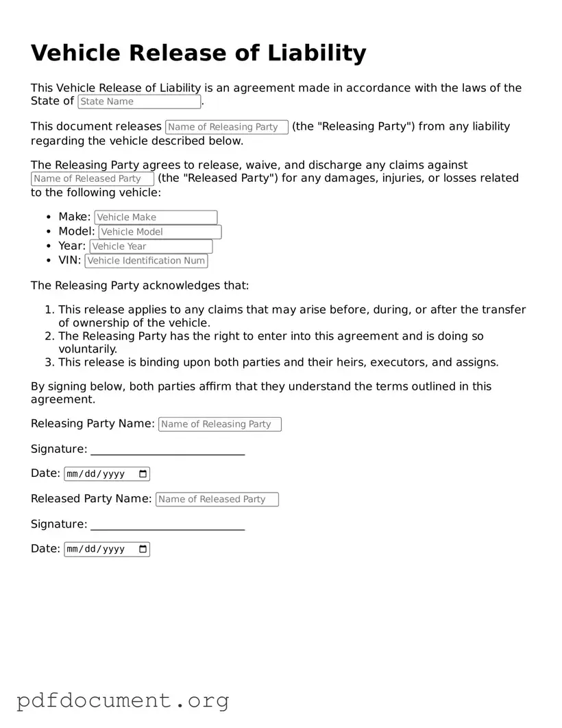 Attorney-Approved Vehicle Release of Liability Template