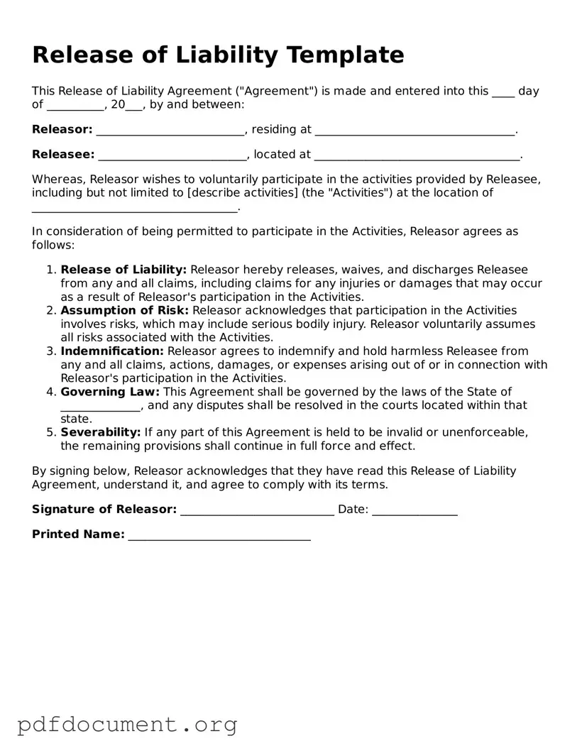 Attorney-Approved Release of Liability Template