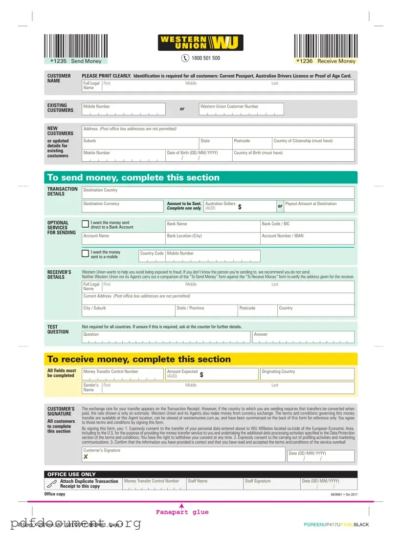 Fill Out Your Western Union Form