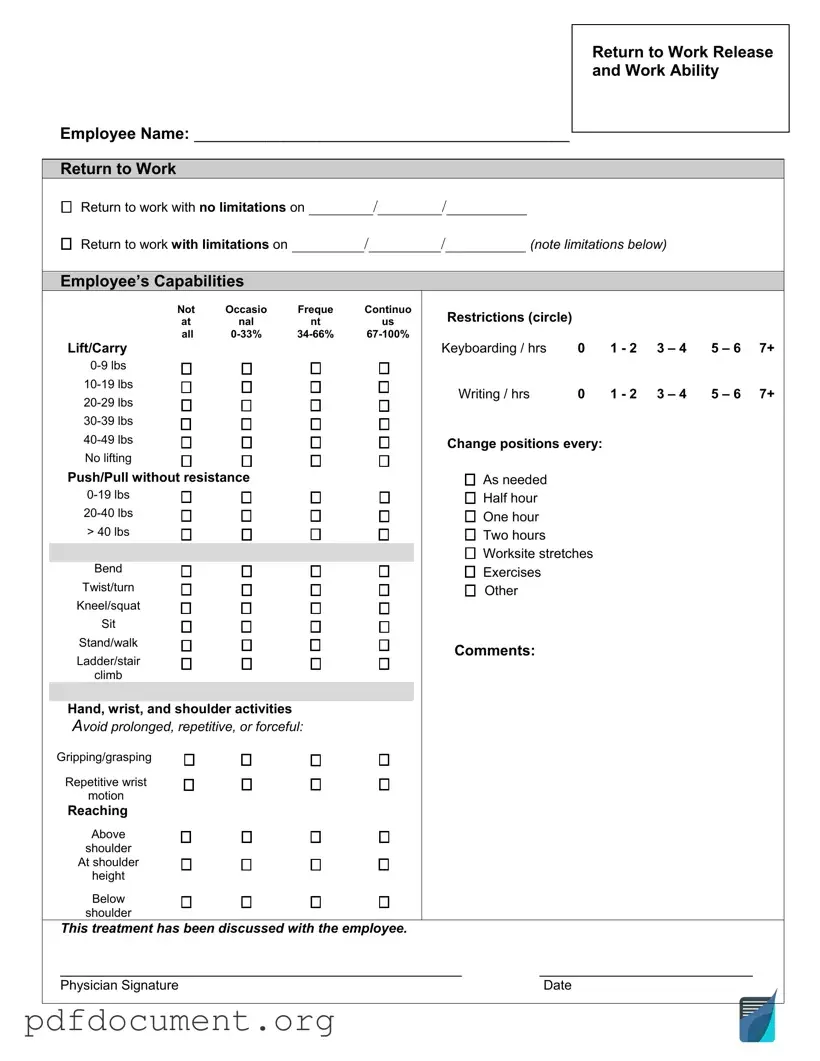 Fill Out Your Work Release Form